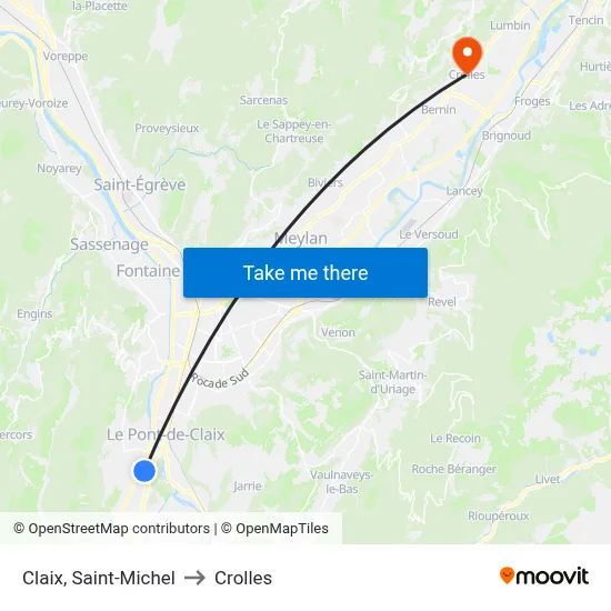 Claix, Saint-Michel to Crolles map