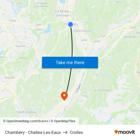 Chambéry - Challes-Les-Eaux to Crolles map