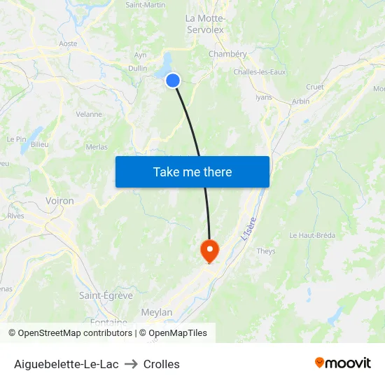 Aiguebelette-Le-Lac to Crolles map
