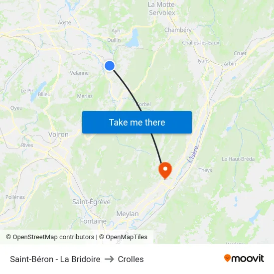 Saint-Béron - La Bridoire to Crolles map