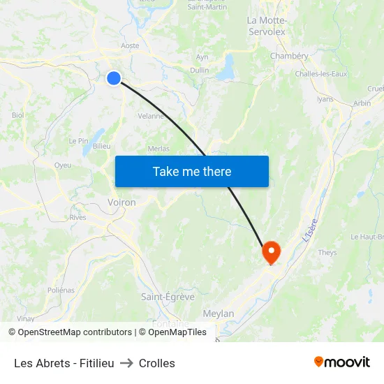 Les Abrets - Fitilieu to Crolles map