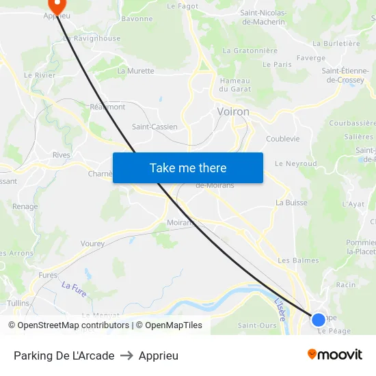 Parking De L'Arcade to Apprieu map