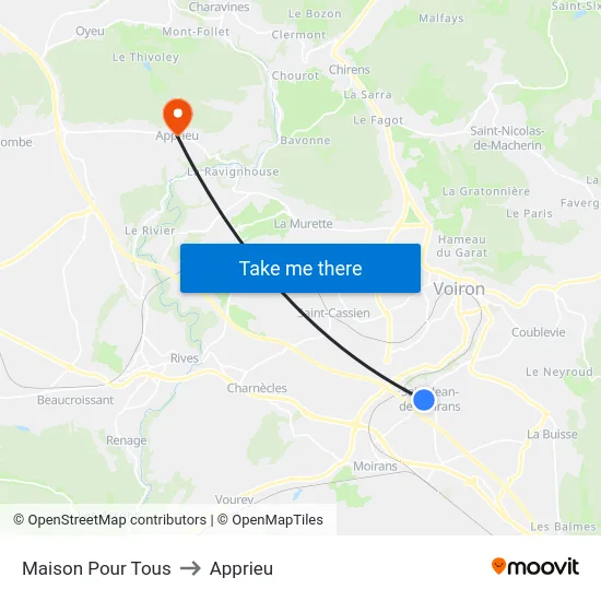 Maison Pour Tous to Apprieu map