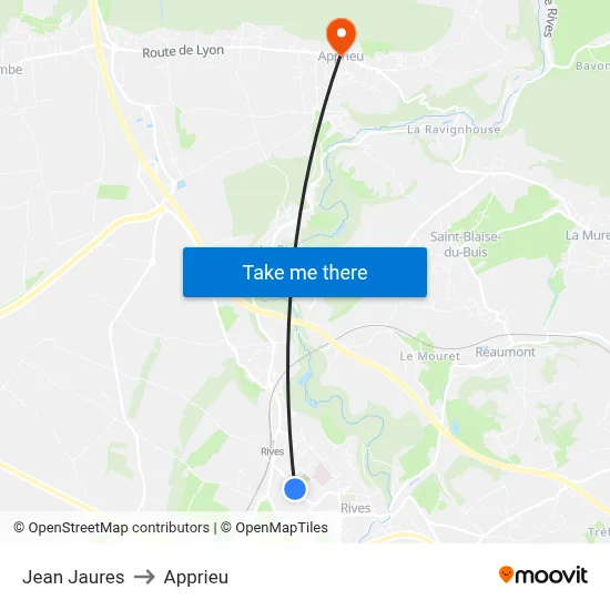 Jean Jaures to Apprieu map