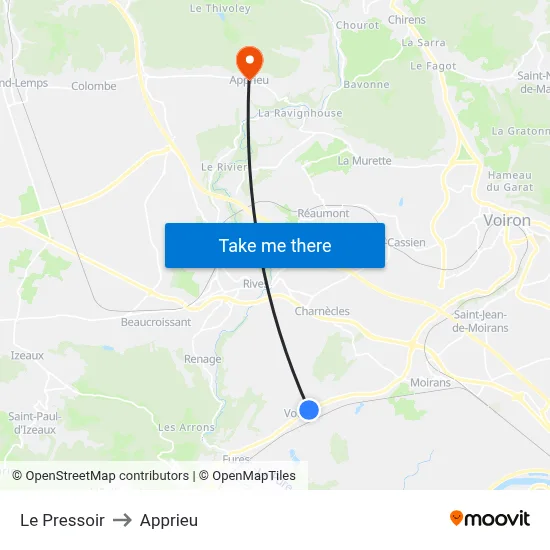 Le Pressoir to Apprieu map