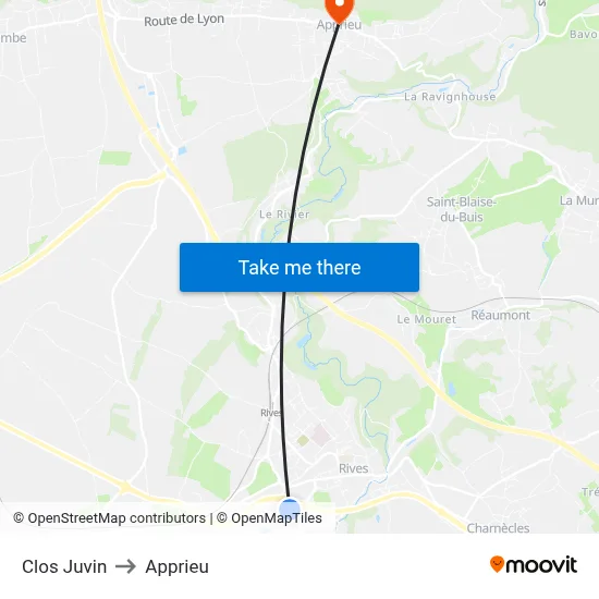 Clos Juvin to Apprieu map