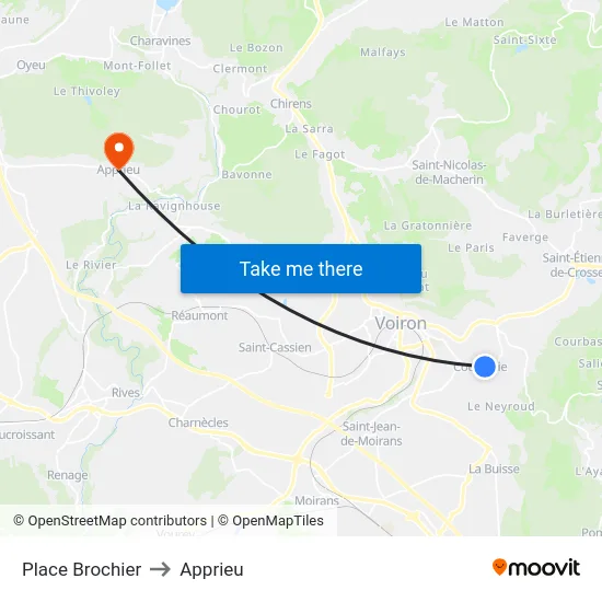 Place Brochier to Apprieu map