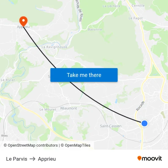 Le Parvis to Apprieu map