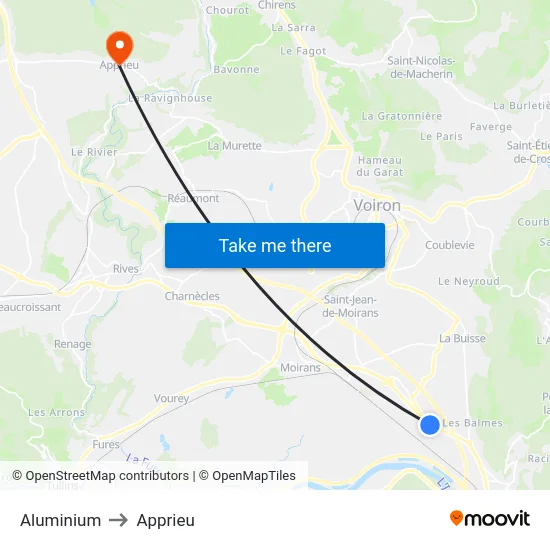Aluminium to Apprieu map