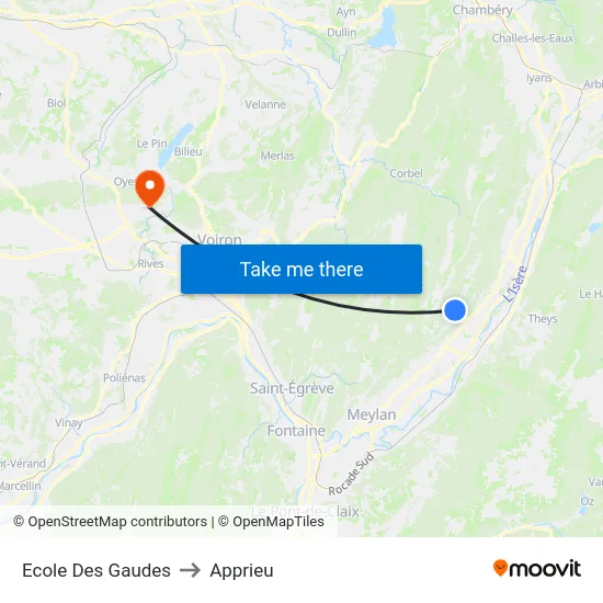 Ecole Des Gaudes to Apprieu map