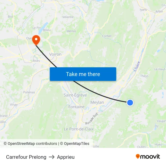 Carrefour Prelong to Apprieu map