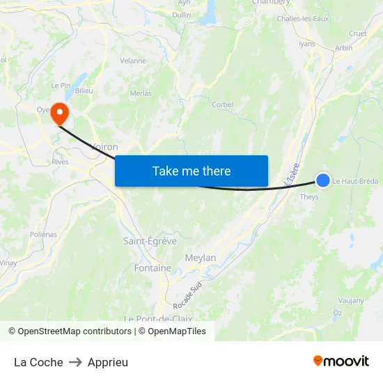 La Coche to Apprieu map