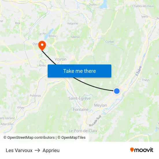 Les Varvoux to Apprieu map