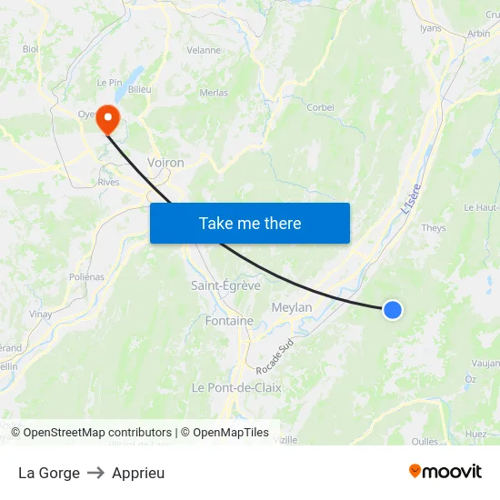 La Gorge to Apprieu map