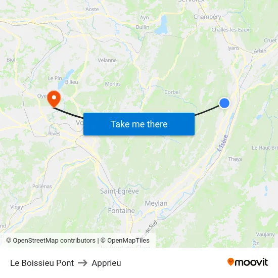 Le Boissieu Pont to Apprieu map