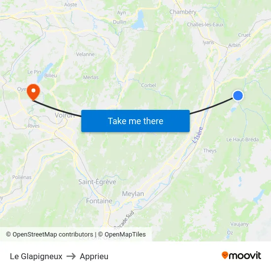 Le Glapigneux to Apprieu map