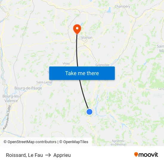 Roissard, Le Fau to Apprieu map