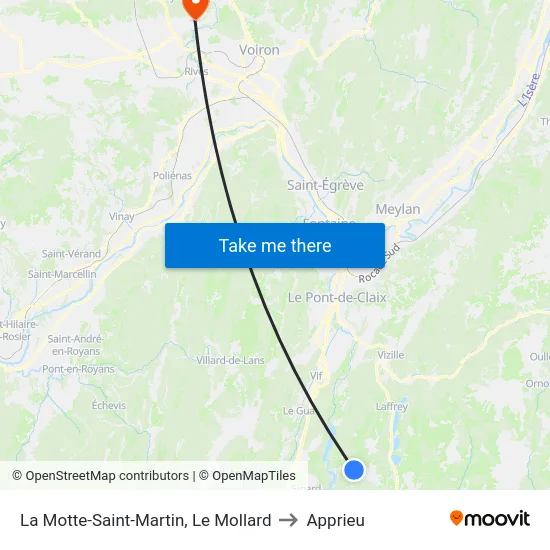La Motte-Saint-Martin, Le Mollard to Apprieu map