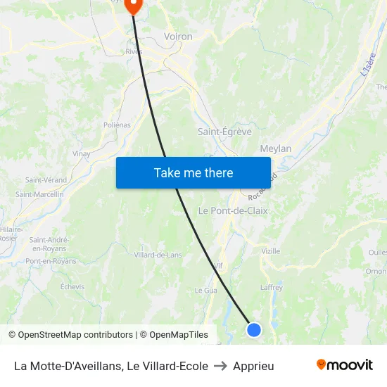 La Motte-D'Aveillans, Le Villard-Ecole to Apprieu map
