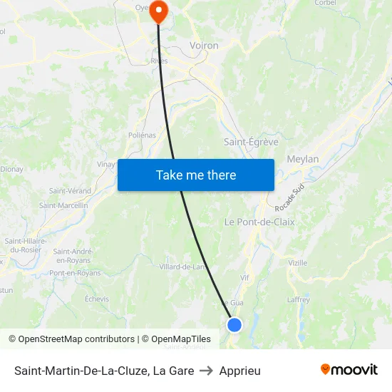 Saint-Martin-De-La-Cluze, La Gare to Apprieu map