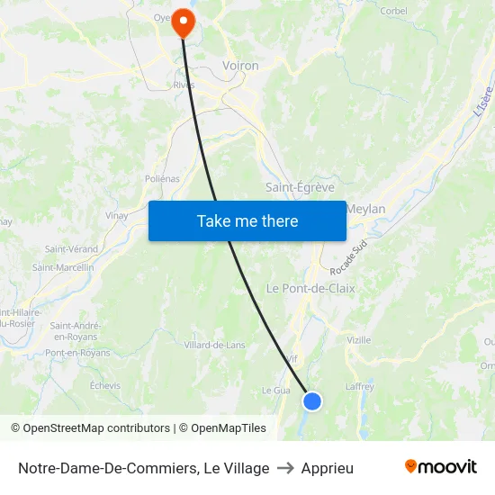 Notre-Dame-De-Commiers, Le Village to Apprieu map
