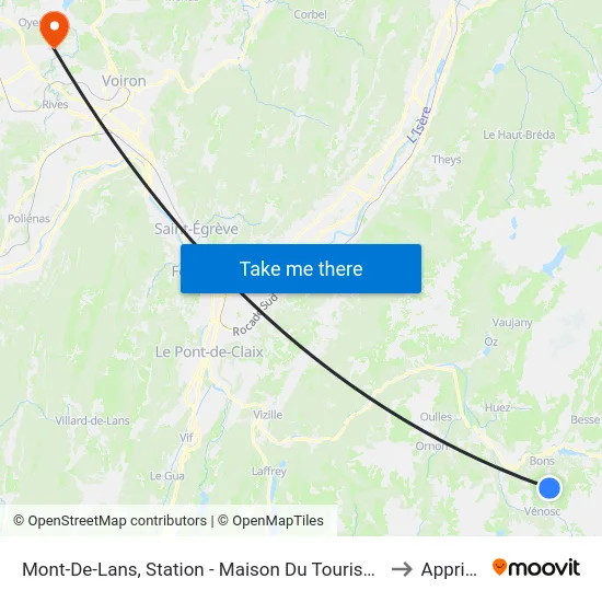 Mont-De-Lans, Station - Maison Du Tourisme to Apprieu map