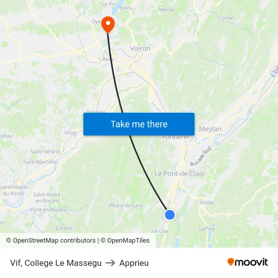 Vif, College Le Massegu to Apprieu map