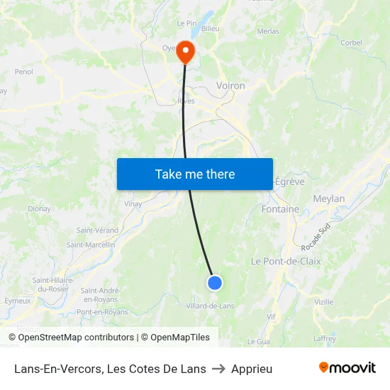 Lans-En-Vercors, Les Cotes De Lans to Apprieu map