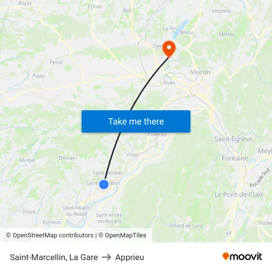 Saint-Marcellin, La Gare to Apprieu map