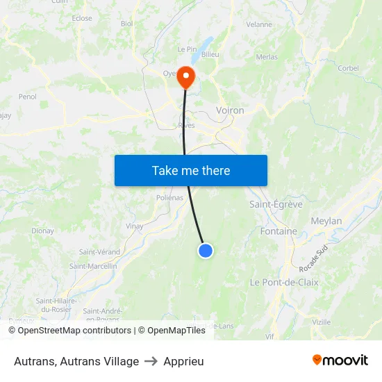 Autrans, Autrans Village to Apprieu map