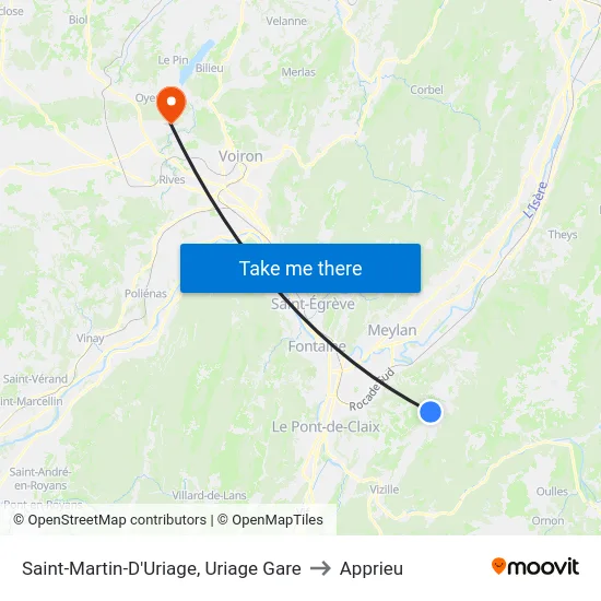 Saint-Martin-D'Uriage, Uriage Gare to Apprieu map