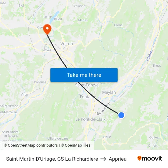 Saint-Martin-D'Uriage, GS La Richardiere to Apprieu map