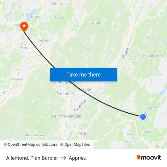 Allemond, Plan Barbier to Apprieu map