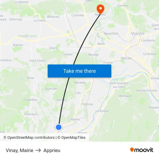 Vinay, Mairie to Apprieu map