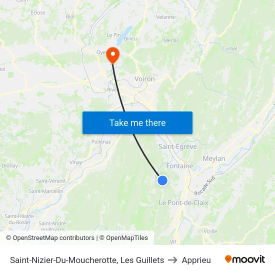Saint-Nizier-Du-Moucherotte, Les Guillets to Apprieu map