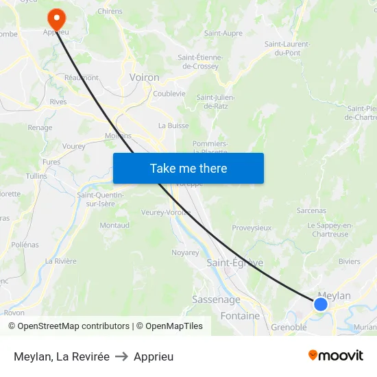 Meylan, La Revirée to Apprieu map