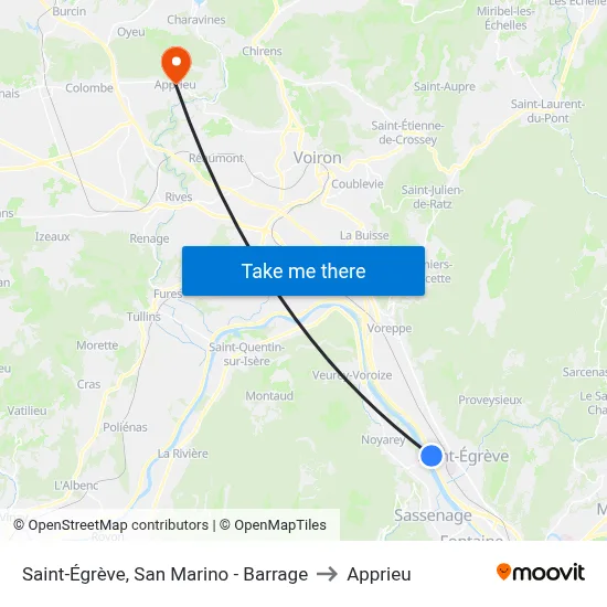 Saint-Égrève, San Marino - Barrage to Apprieu map