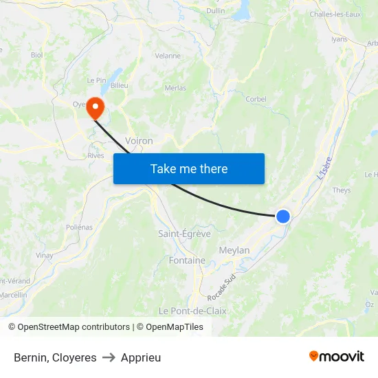 Bernin, Cloyeres to Apprieu map