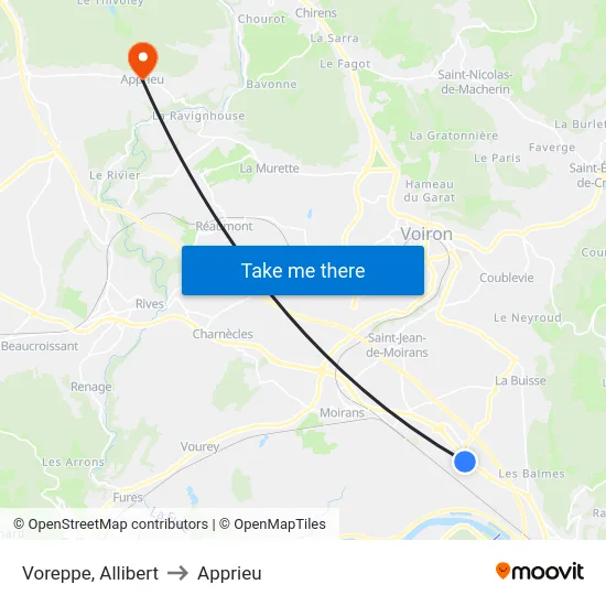 Voreppe, Allibert to Apprieu map