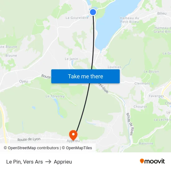Le Pin, Vers Ars to Apprieu map