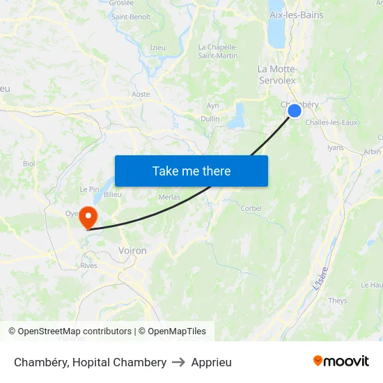 Chambéry, Hopital Chambery to Apprieu map