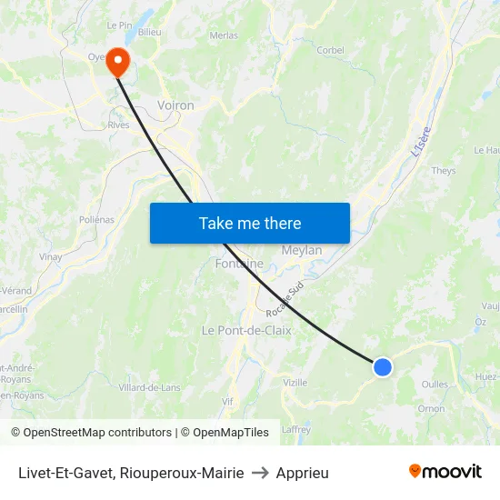Livet-Et-Gavet, Riouperoux-Mairie to Apprieu map