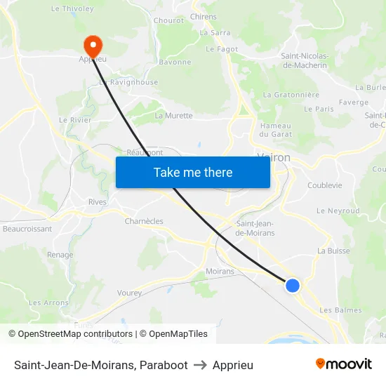 Saint-Jean-De-Moirans, Paraboot to Apprieu map