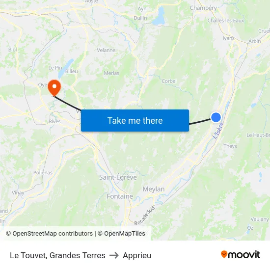 Le Touvet, Grandes Terres to Apprieu map