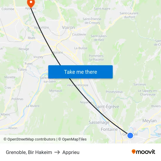 Grenoble, Bir Hakeim to Apprieu map