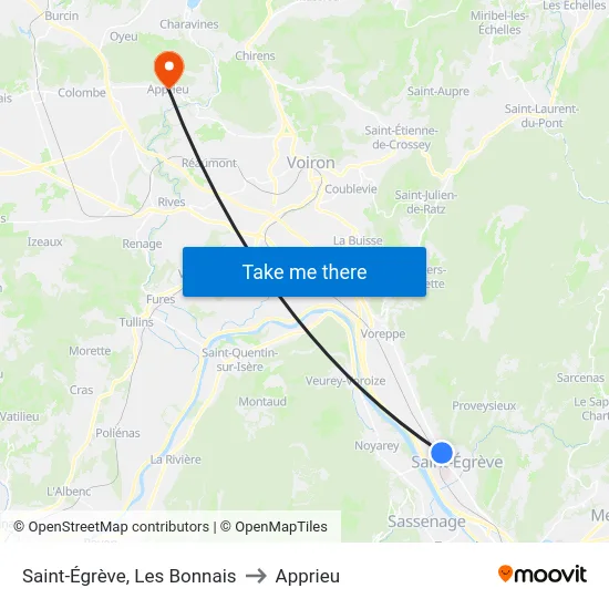 Saint-Égrève, Les Bonnais to Apprieu map