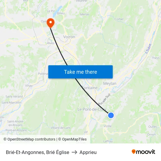 Brié-Et-Angonnes, Brié Église to Apprieu map