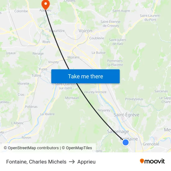 Fontaine, Charles Michels to Apprieu map