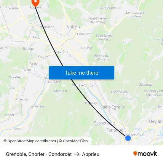 Grenoble, Chorier - Condorcet to Apprieu map