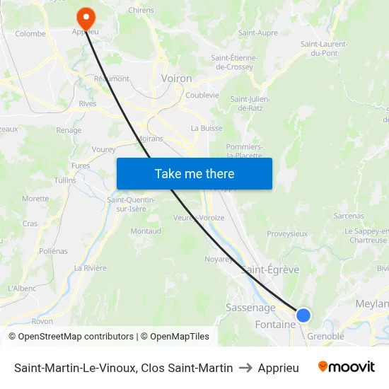 Saint-Martin-Le-Vinoux, Clos Saint-Martin to Apprieu map